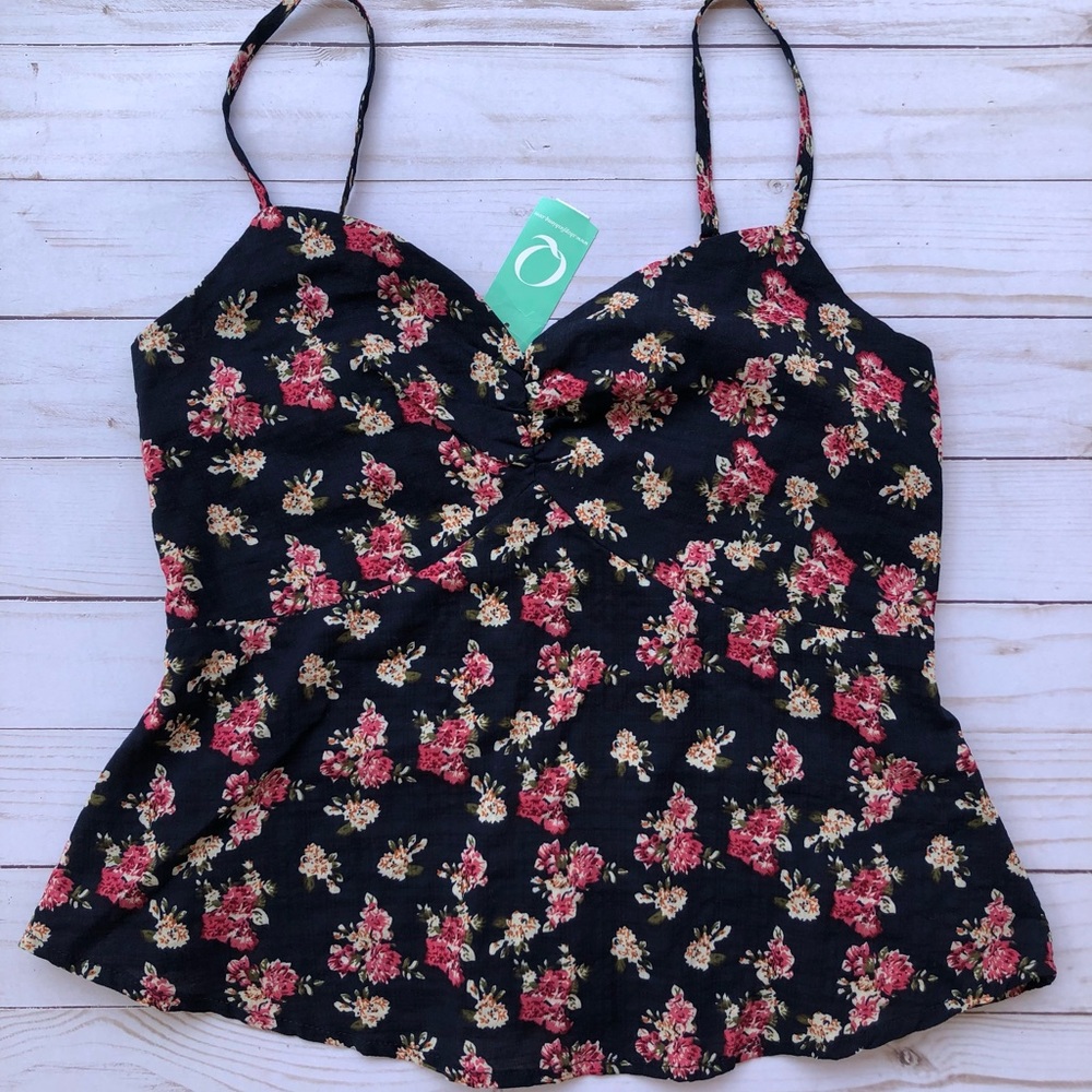 Navy Blue Floral Cami Top